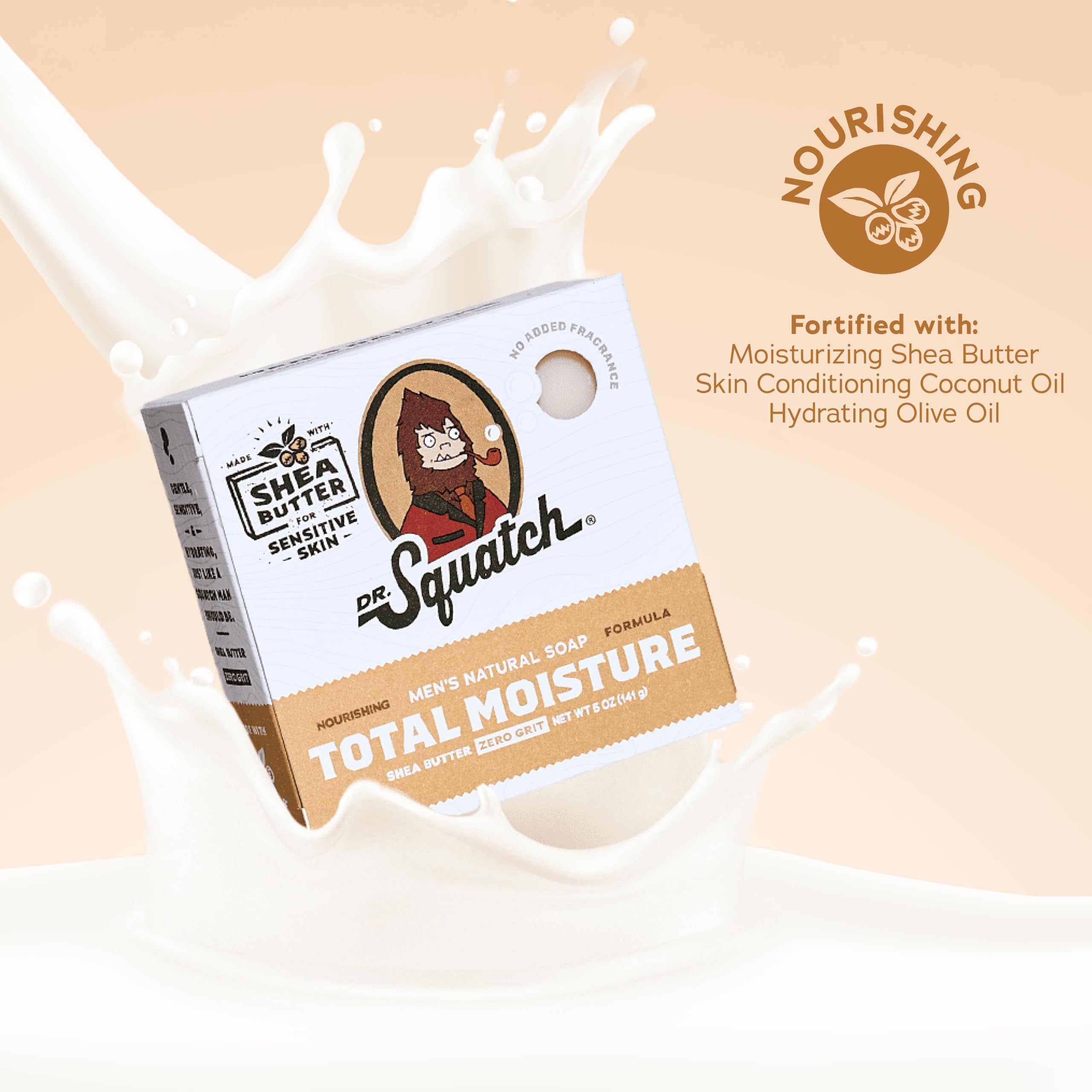 Pack display shows Dr. Squatch Total Moisture Bar Soap three-pack for convenient daily use.