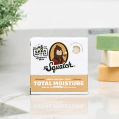 Lather shot reveals Dr. Squatch soap producing rich foam and hydration.