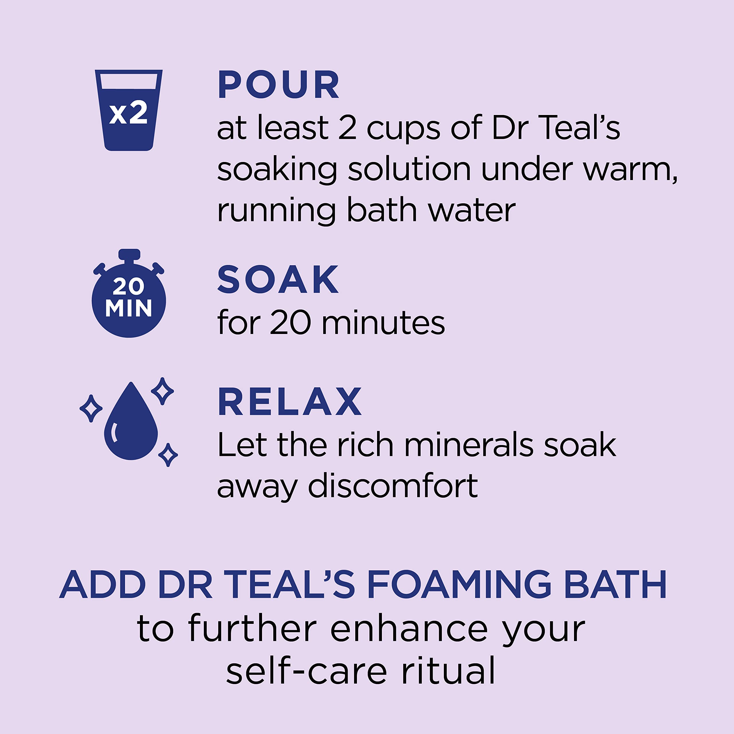 Dr Teal's baño de 20 minutos para reducir el estrés y la tensión.