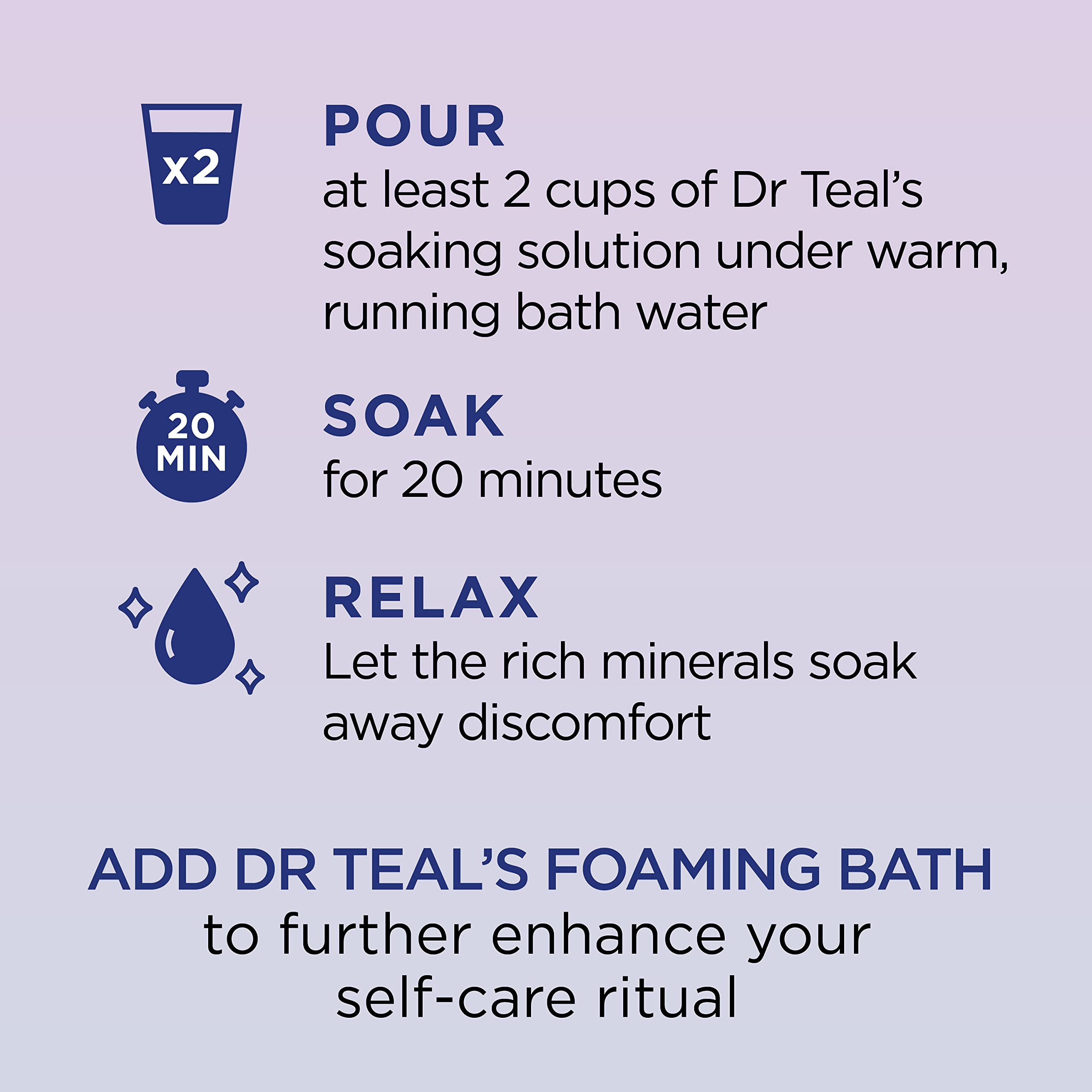 Dr Teal's envase de 3 libras de sales epsom para relajación muscular.