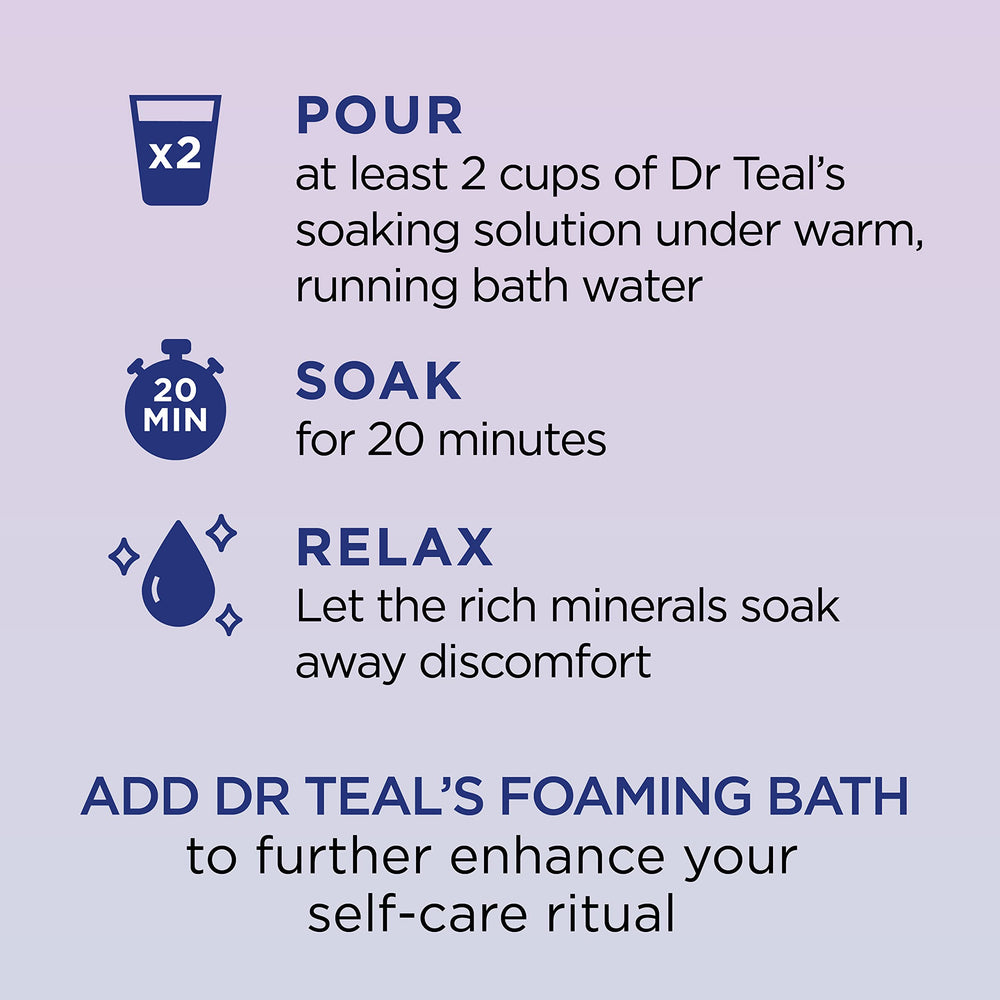 Dr Teal's envase de 3 libras de sales epsom para relajación muscular.