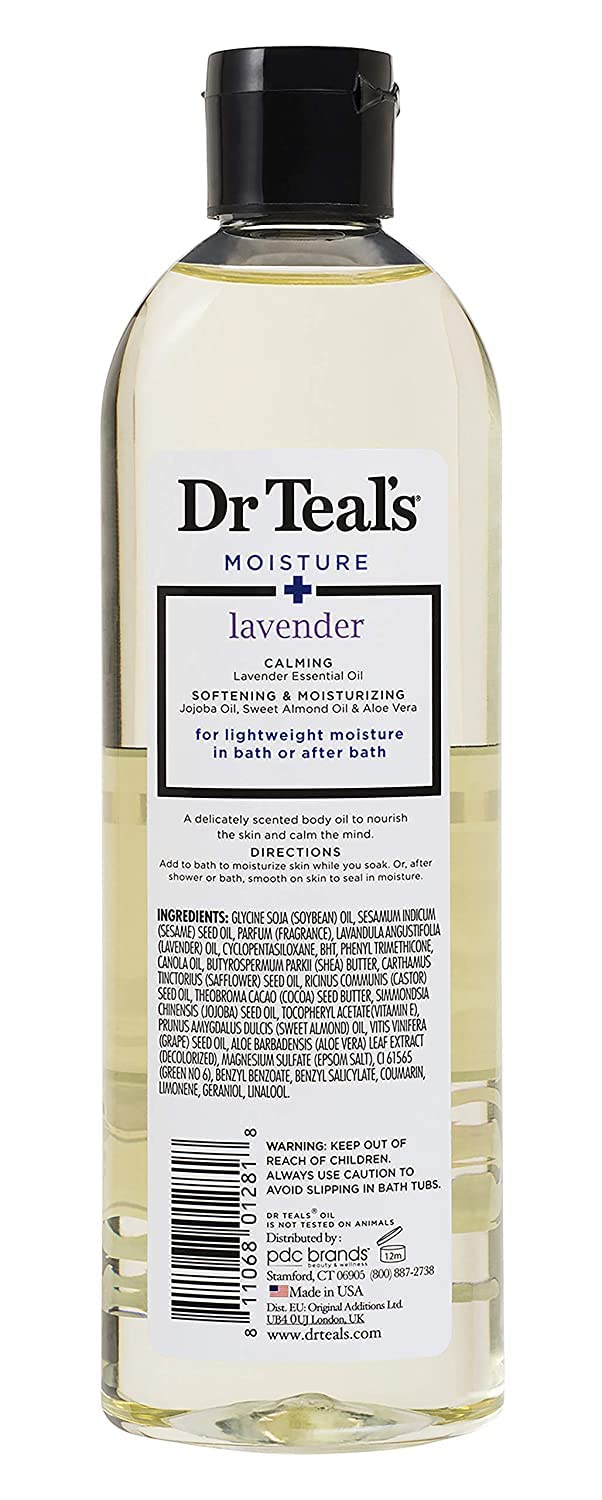 Frasco Dr Teal's: aceite para baño con absorción rápida.