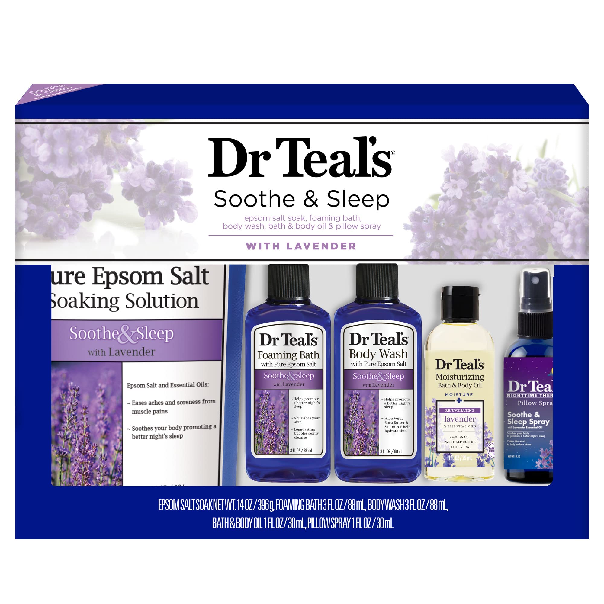 Dr Teal's Lavender Soothe & Sleep: sal de epsom para relajación muscular.