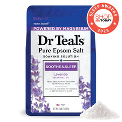 Botella de Dr Teal's espuma de baño lavanda para un baño envolvente