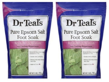 Dr Teal's sal de Epsom para pies con menta, baño refrescante para pies cansados.
