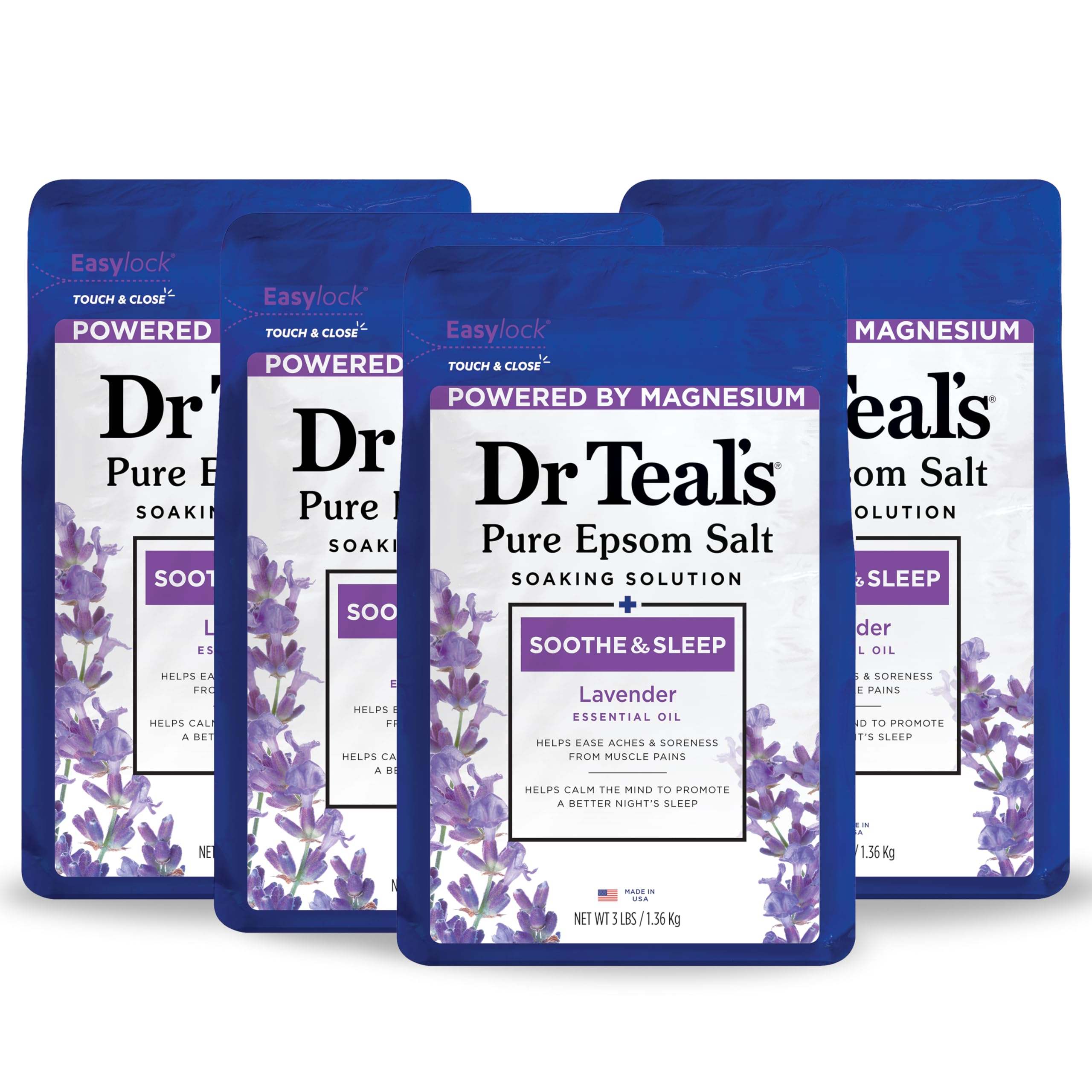 Dr Teal's sal de epsom puro con lavanda para baño relajante.