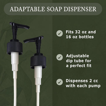 Bomba dispensadora Dr. Woods para 16 oz, instalación rápida y limpia.