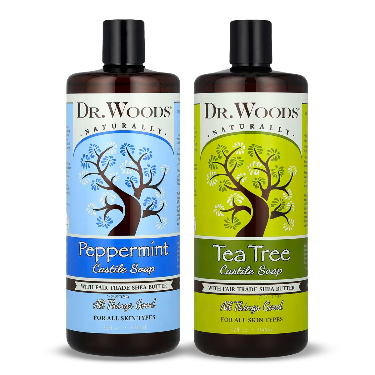 Dr. Woods Savon Castile Liquide, bouteille à l'avant, nettoyage doux et potentielle hydratation.