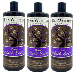 Dr. Woods Savon Noir en flacon, nettoyant hydratant polyvalent.