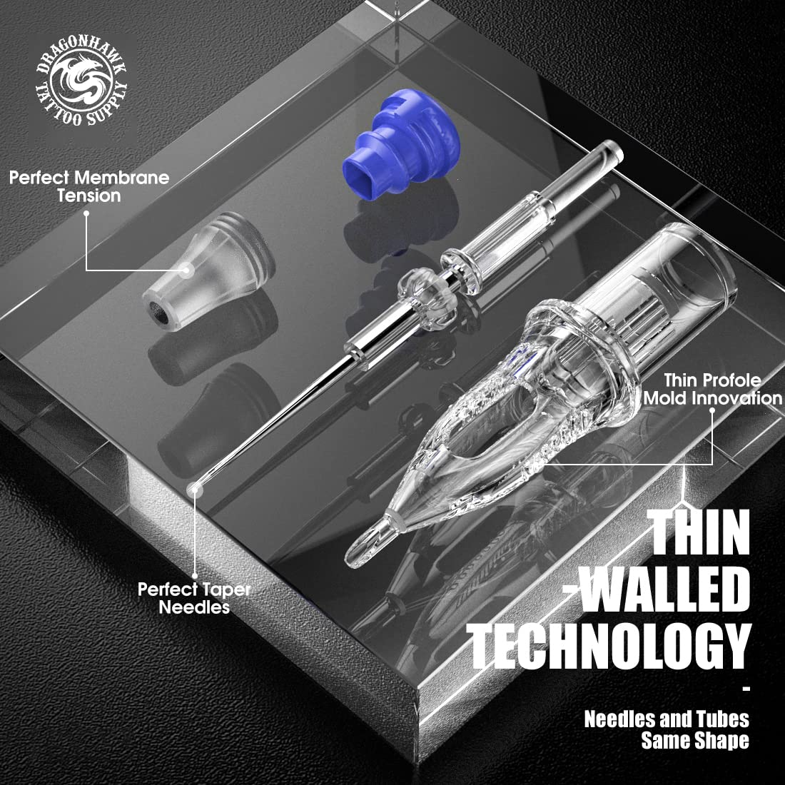 Agujas Dragonhawk Extreme cartuchos transparentes para monitorizar tinta