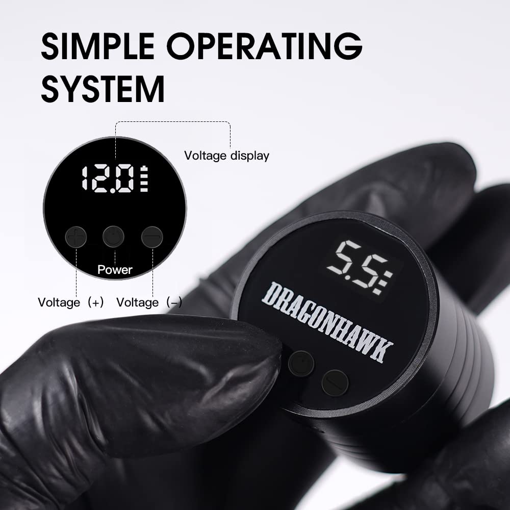 Dragonhawk pluma de tatuaje ergonómica para comodidad durante sesiones largas.