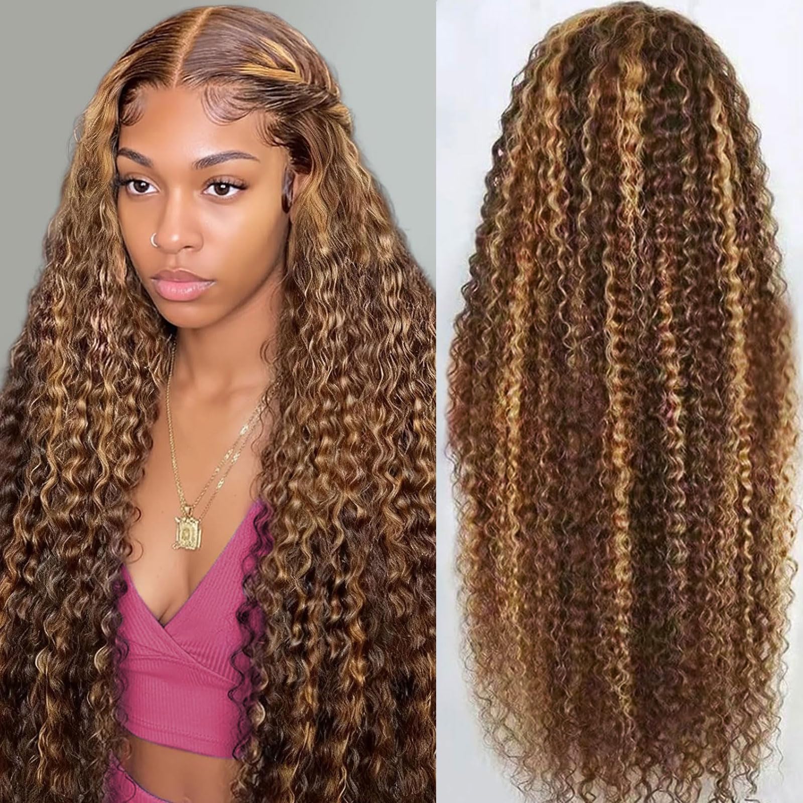 Peluca Draixil Honey Blonde 13x6 con encaje visible para look natural.