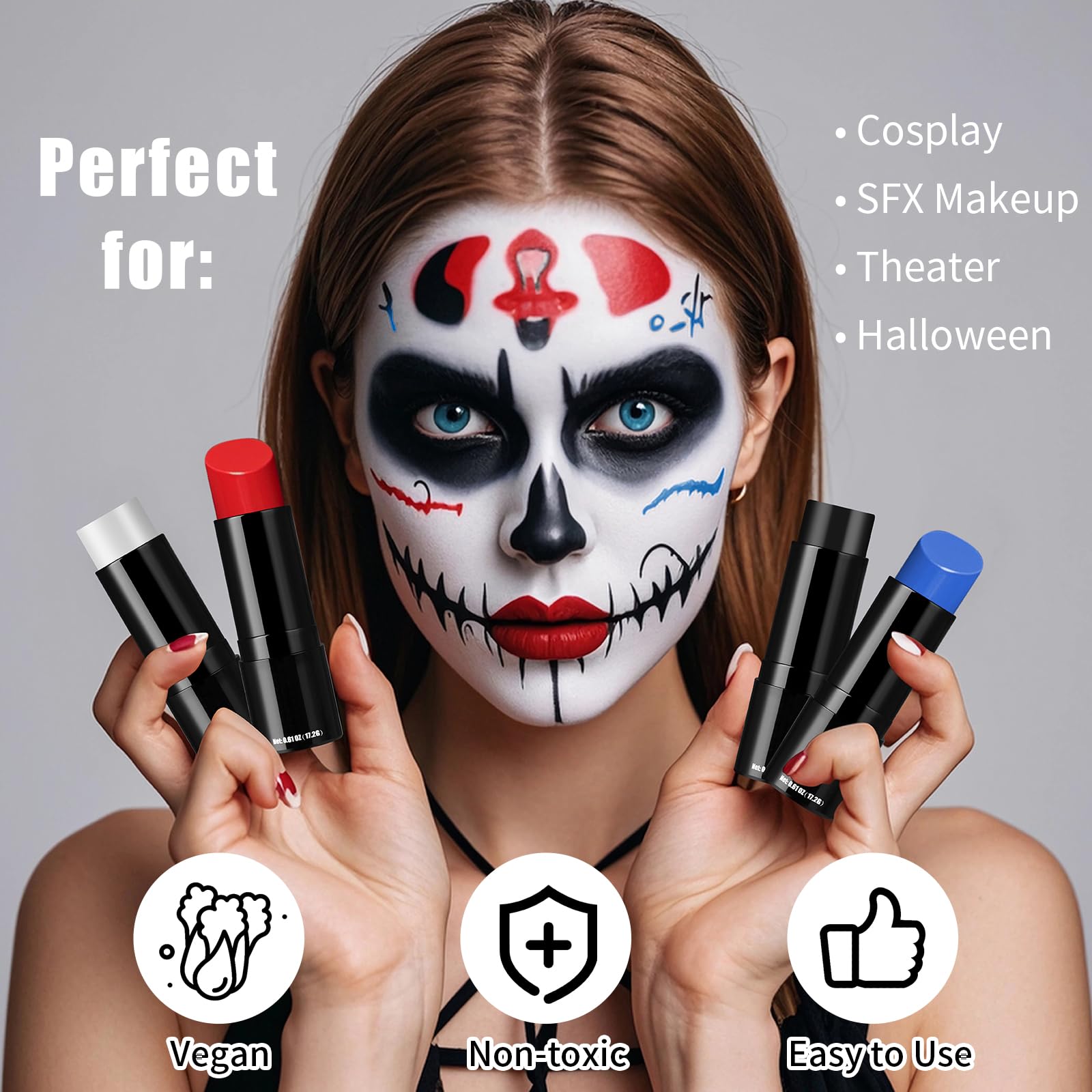 Pintura facial en crema Drawdart, cobertura total suave para fantasías.