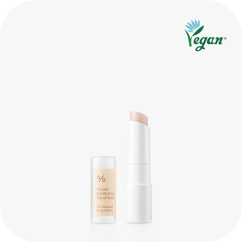 Dr. Ceuracle bálsamo labial de kombucha con aplicación suave, perfecto para maquillaje.