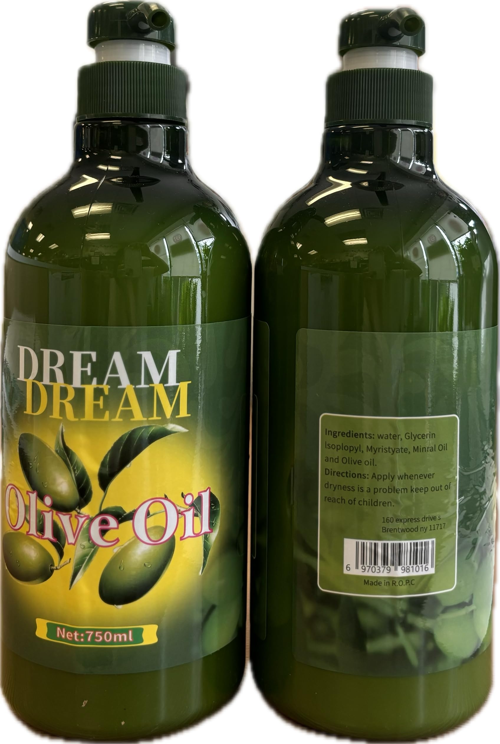 Lotion Dream Dream pour le corps à l'huile d'olive, bouteille 750 ml, hydratante et non grasse