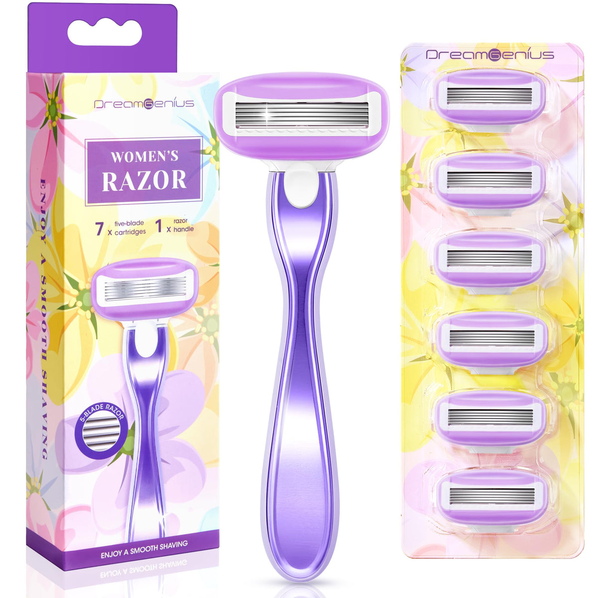 DreamGenius afeitadora para mujeres con mango de metal antideslizante, control suave