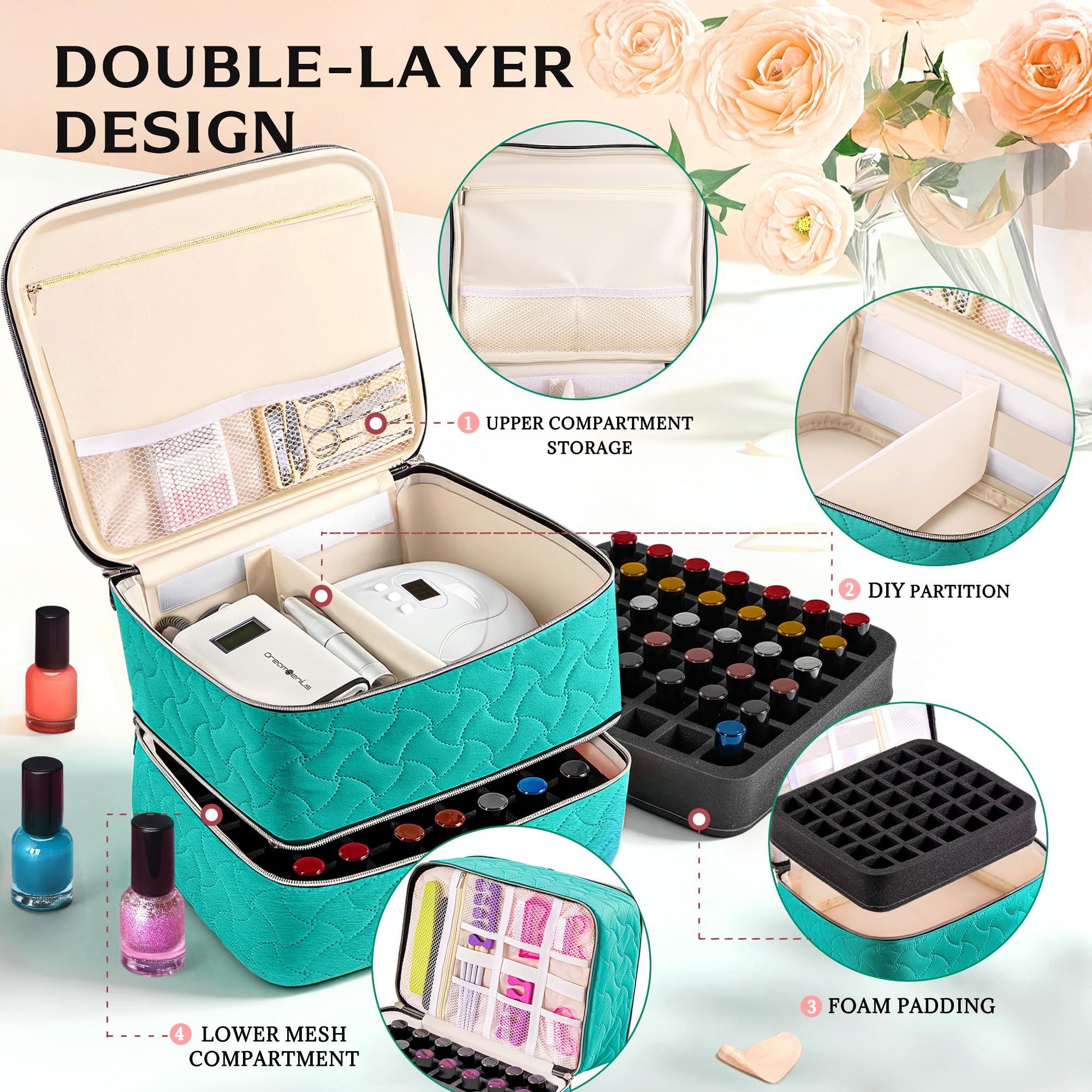 DreamGenius Asa portátil facilita llevar el set de manicura a cualquier lugar.