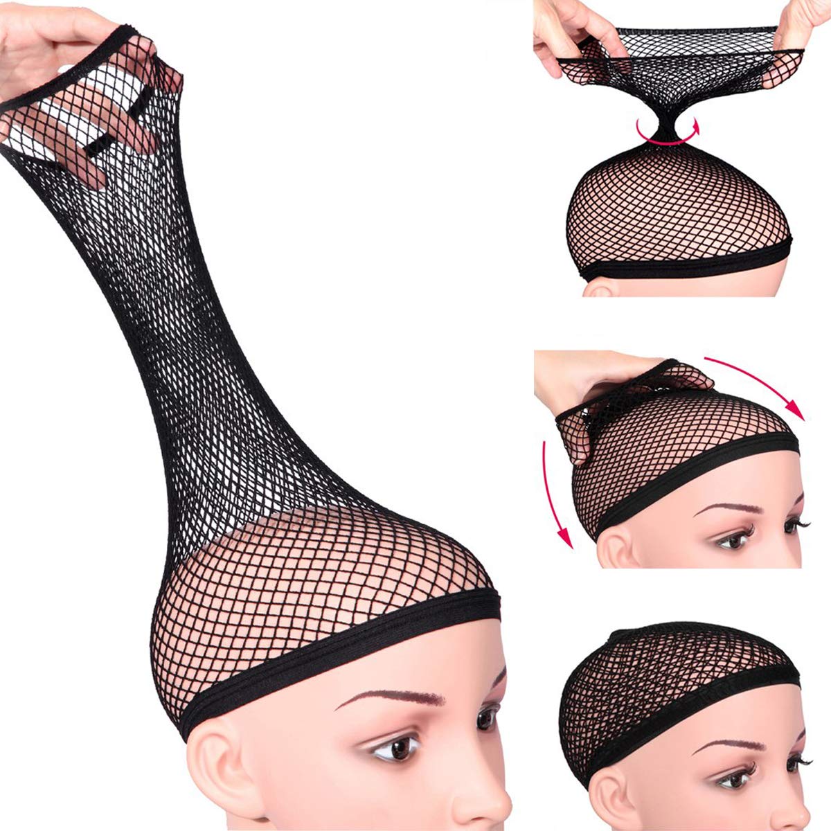 Gorra Dreamlover para peluca negra con frente de encaje, cómodo y transpirable para uso diario.