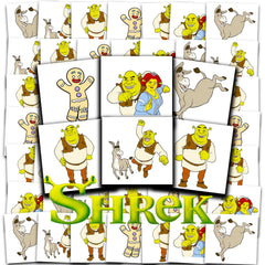 Tatuajes temporales Shrek de DreamWorks, 72 perforados para fiestas infantiles.
