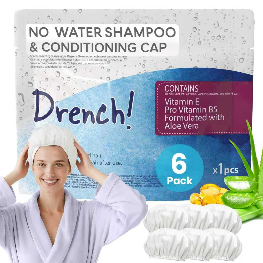 Drench Medical cap sin enjuague para cabello limpio sin ducha, ideal para cuidado diario.