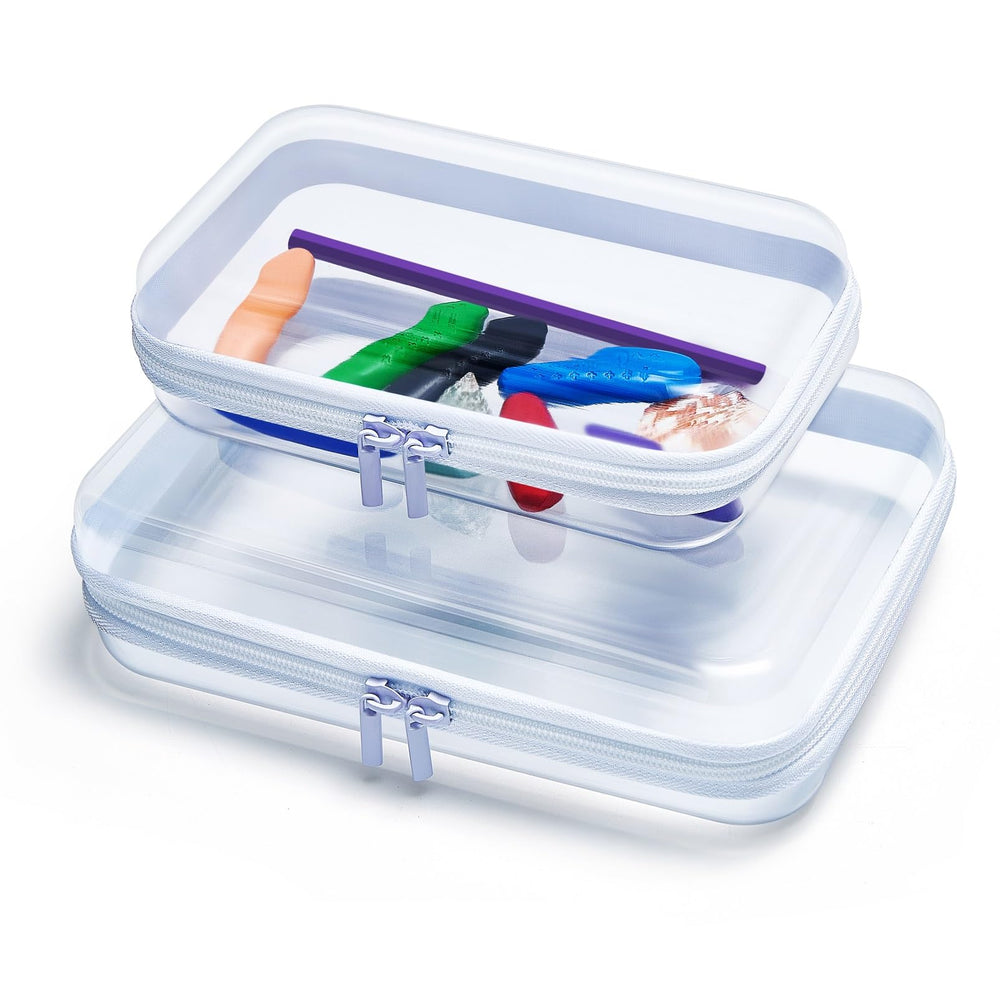 Estuche Dressica transparente con cremallera para ver contenidos de un vistazo, ideal para cosméticos.