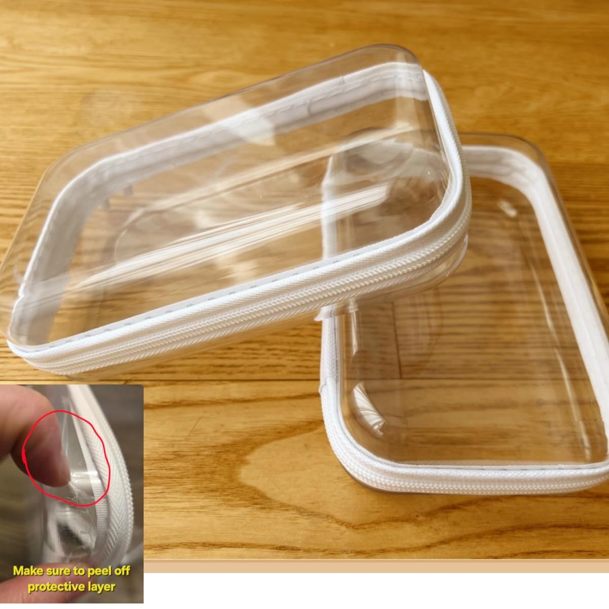 Dressica estuche transparente con cremallera, dos unidades S para organización compacta.