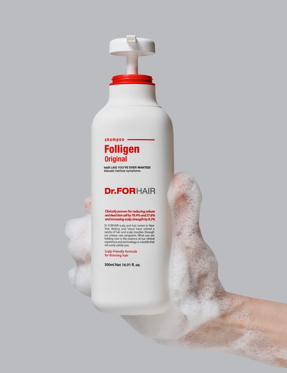 DR.FORHAIR Folligen Original Shampoing 500 ml — Cheveux plus doux après lavage.