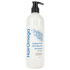 DrFormulas HairOmega Shampoo botella: limpieza suave para cabello sensible.