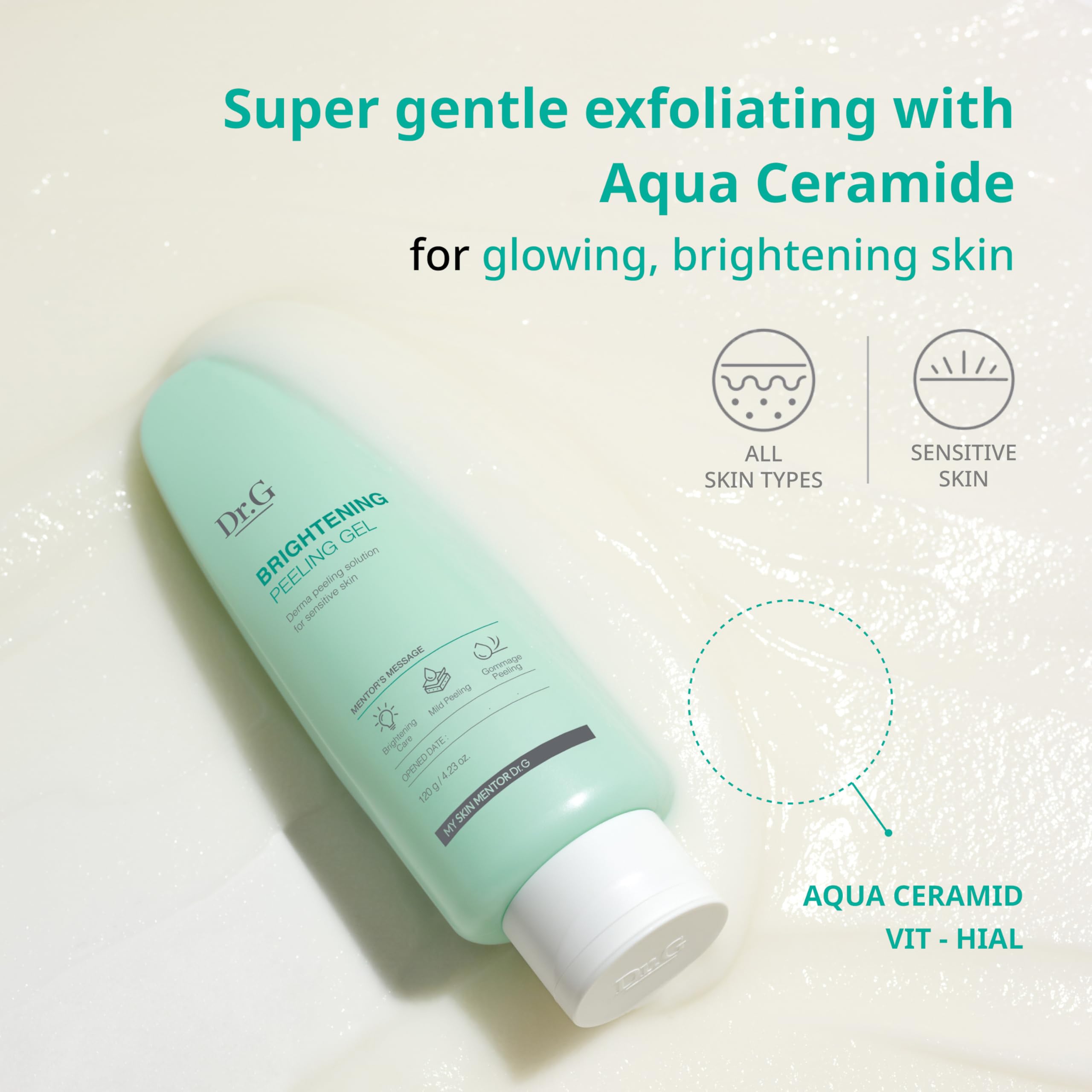 Dr.G Ingredientes clave: hialuronico, ceramidas y vitamina C para hidratación.