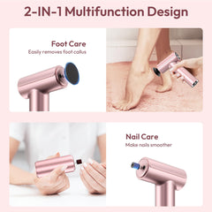 Drivox double-tête-ponceuse; passe du pied à l’ongle facilement.