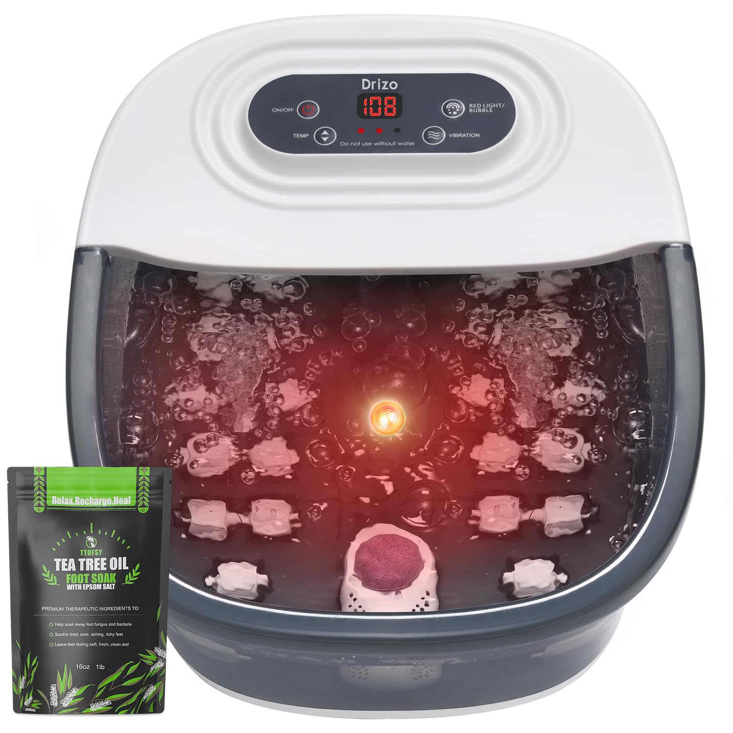 Drizo spa para pies con calor y burbujas para relajación diaria.