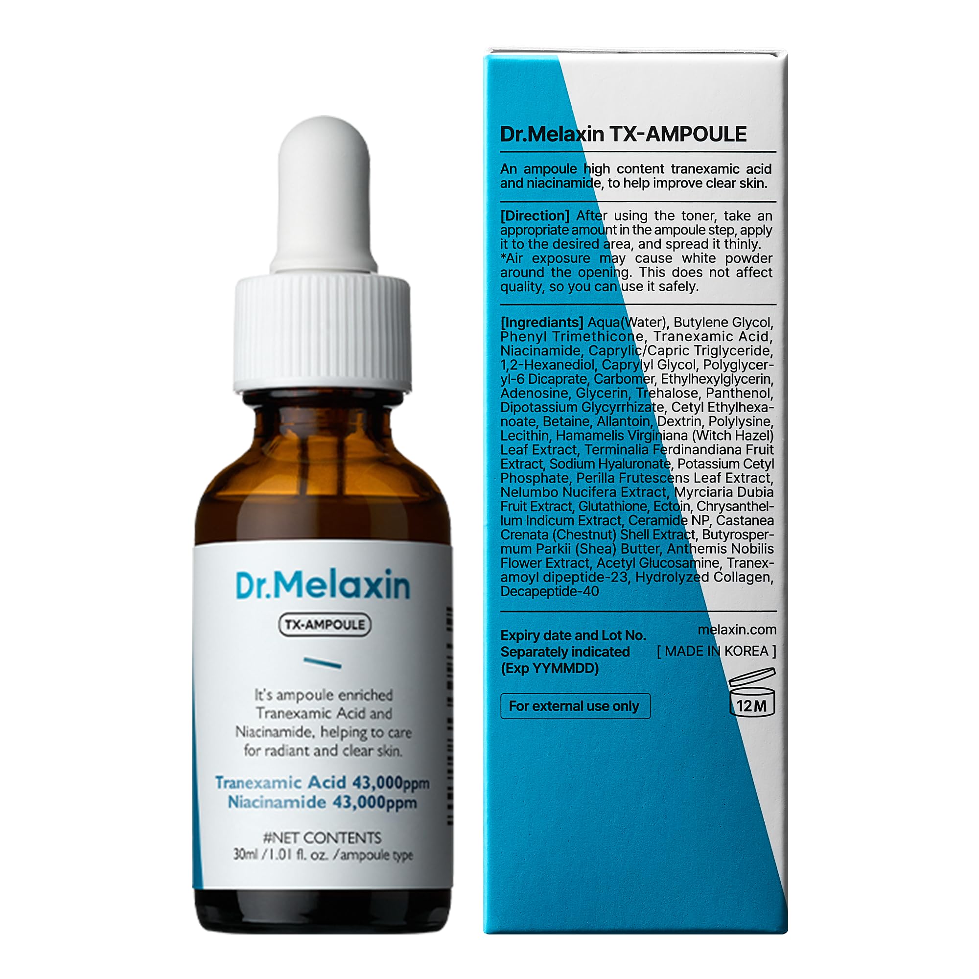 Dr.Melaxin TX ampoule usage quotidien : soin visage pour le quotidien.