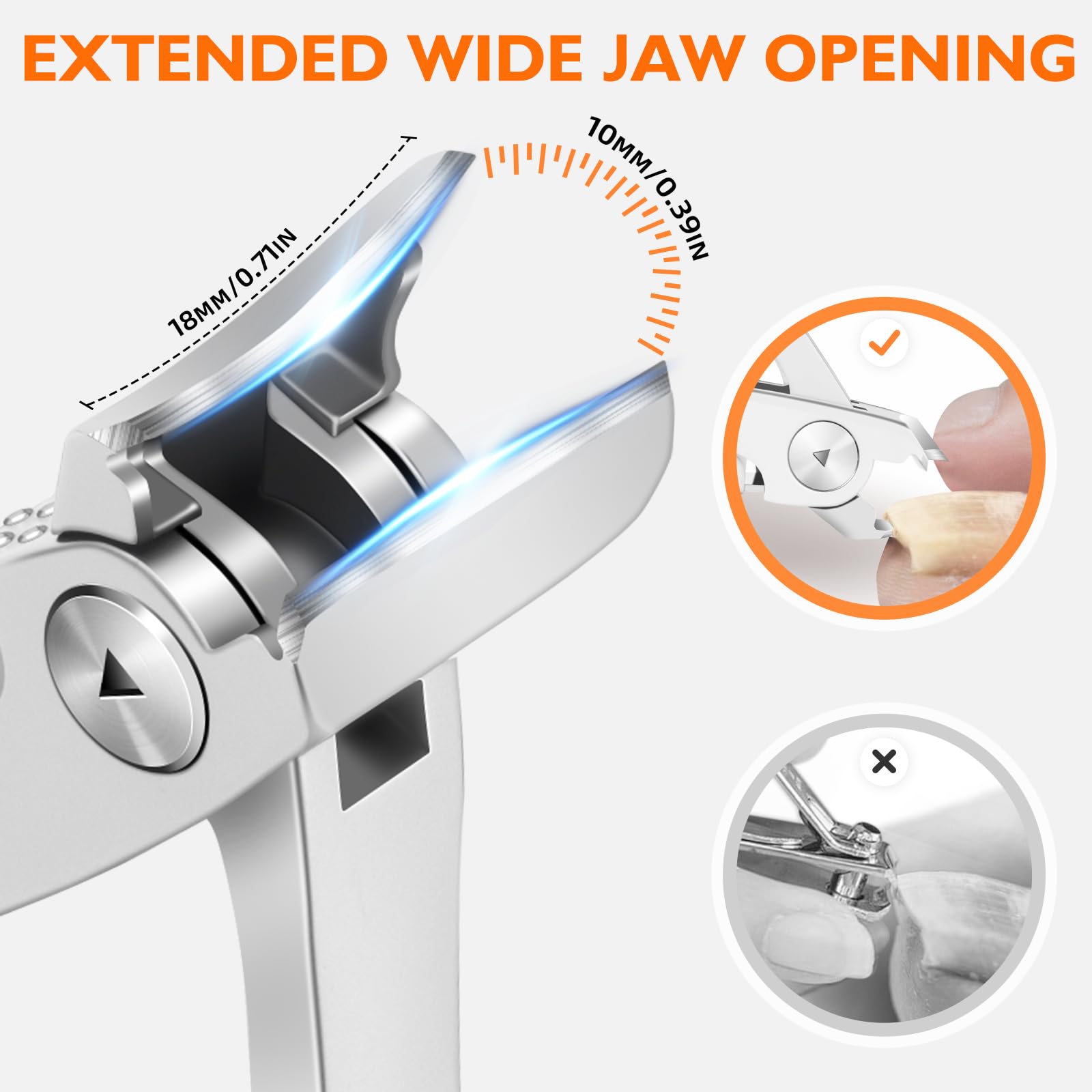 DRMODE apertura de 10 mm para uñas gruesas, corte rápido y cómodo.