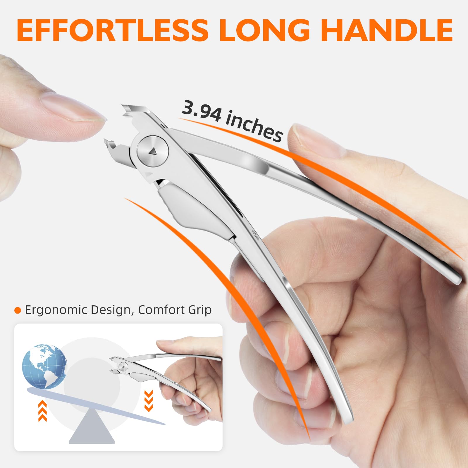 DRMODE cortaúñas con apertura amplia para uñas gruesas, corte más eficiente.