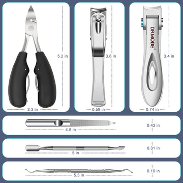 DRMODE set 6 en 1 para cuidado completo de uñas gruesas y encarnadas.