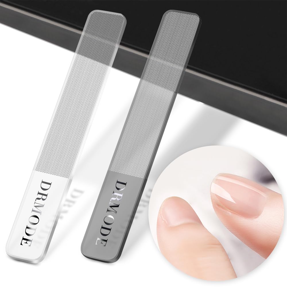 DRMODE lima de vidrio nano negra, pulido suave para uñas naturales.