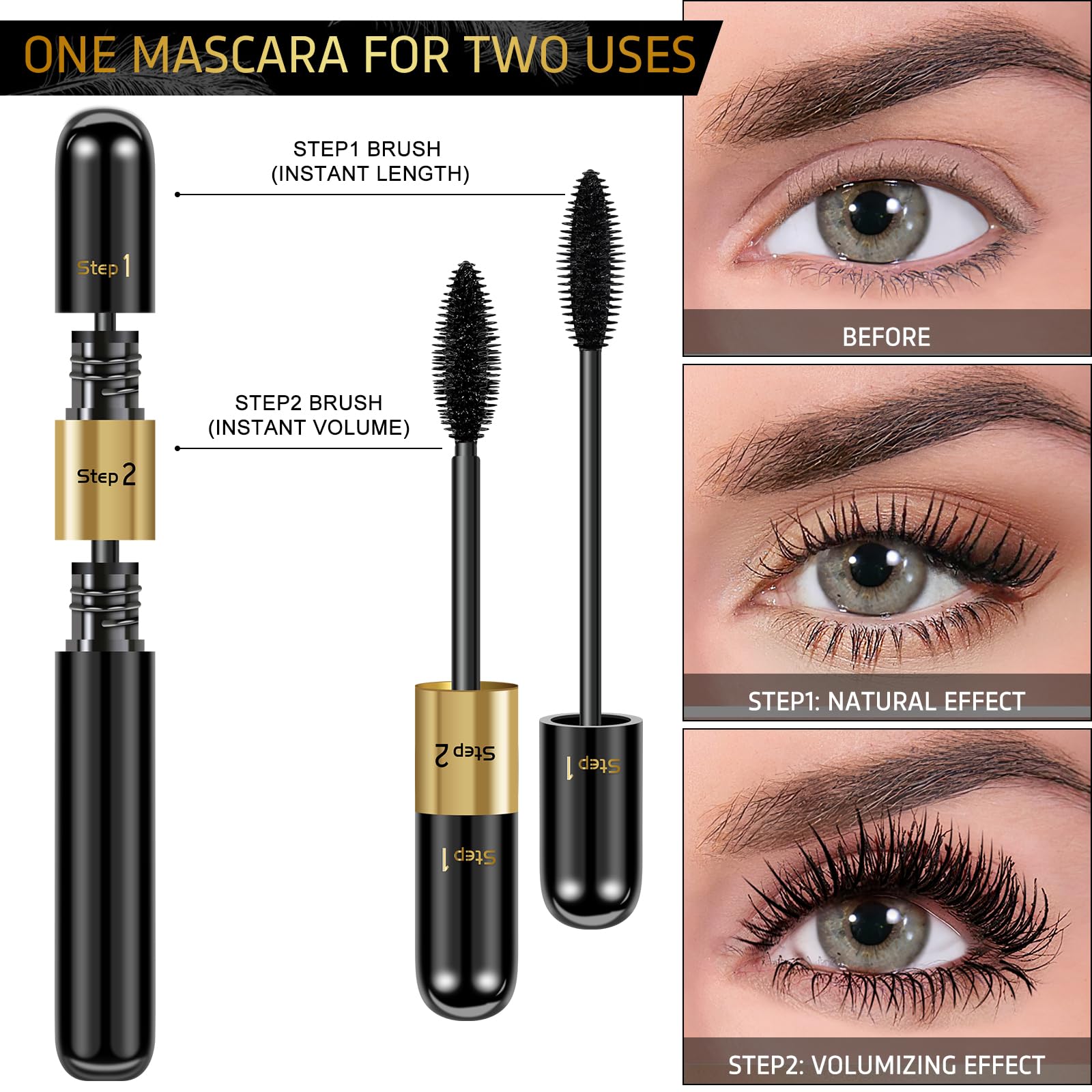 DRMODE Mascara aplicación suave sin grumos, acabado definido sin apelmazar.