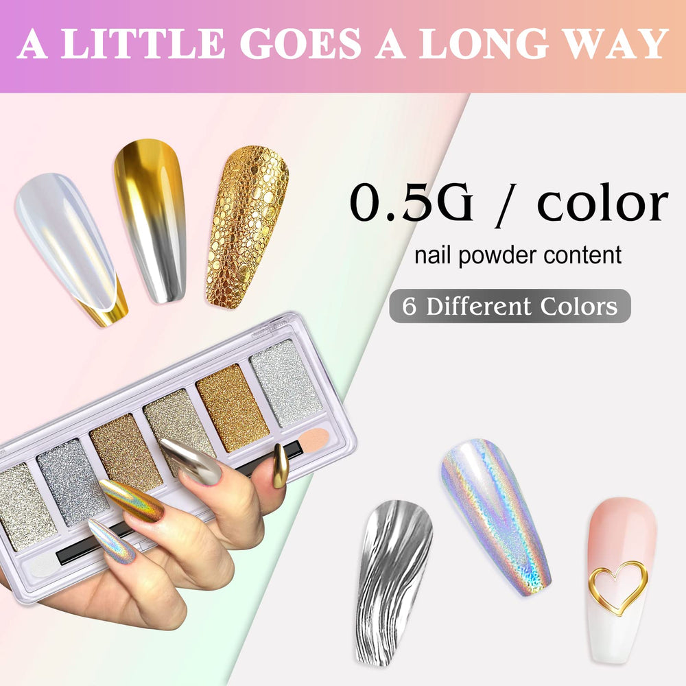 DRMODE polvo cromado para uñas en gel, mezcla fácil con gel esmalte