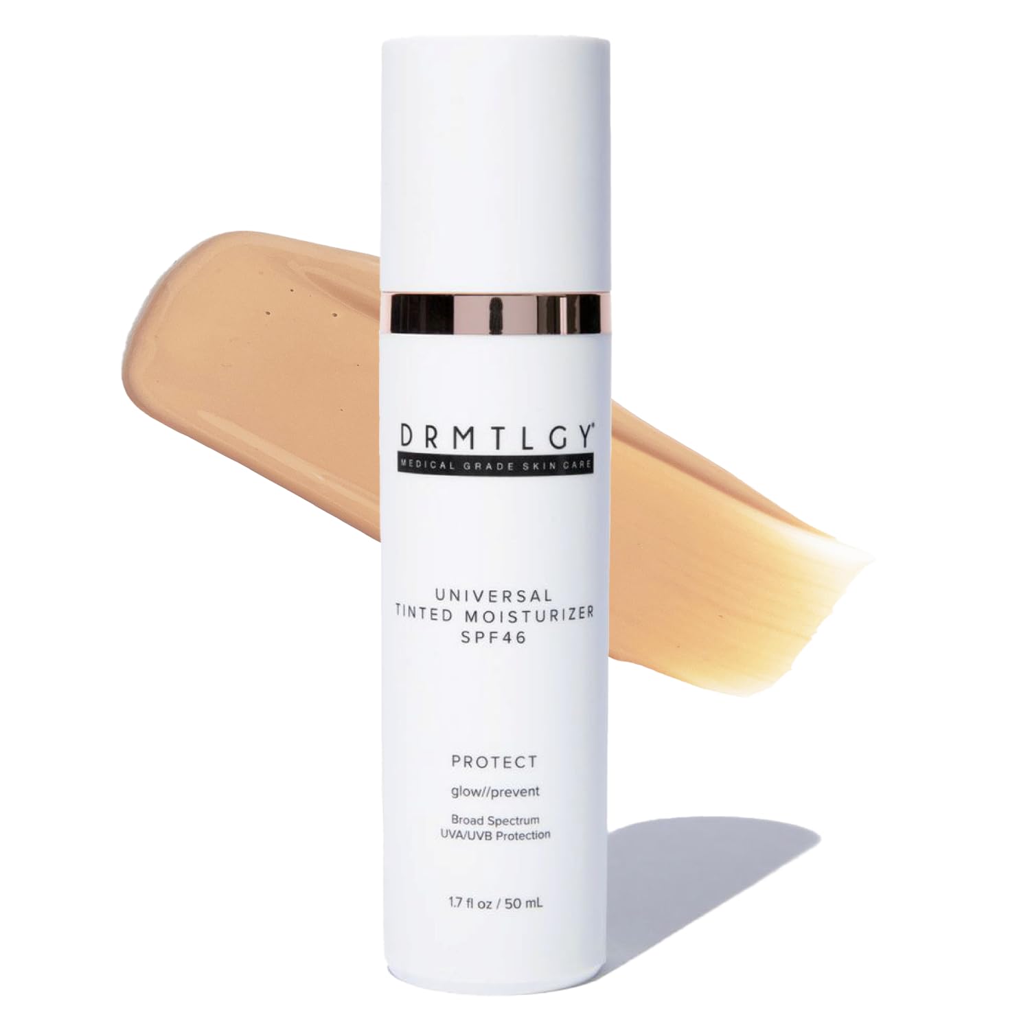DRMTLGY crema hidratante tintada SPF 46 en botella para hidratación y protección diaria.