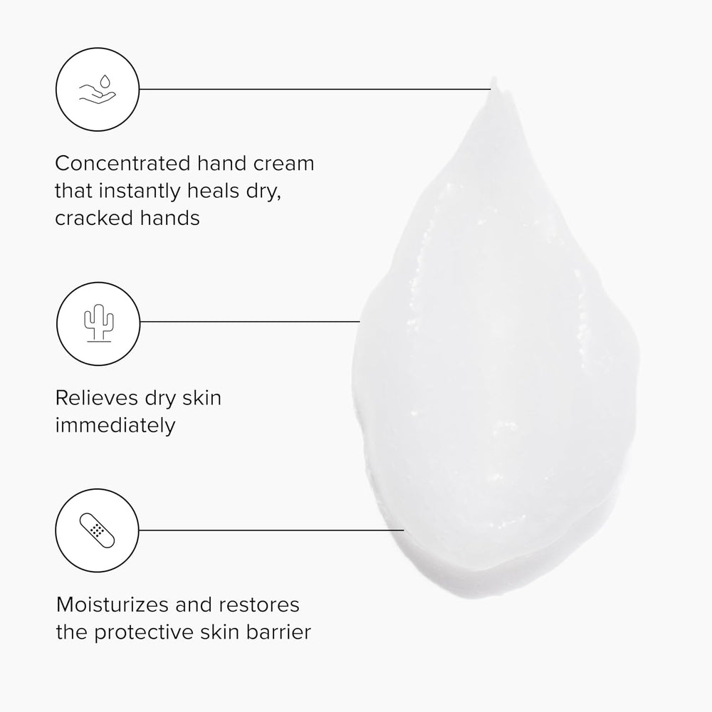 DRMTLGY crema de manos, aplicación limpia sin residuo grasoso.