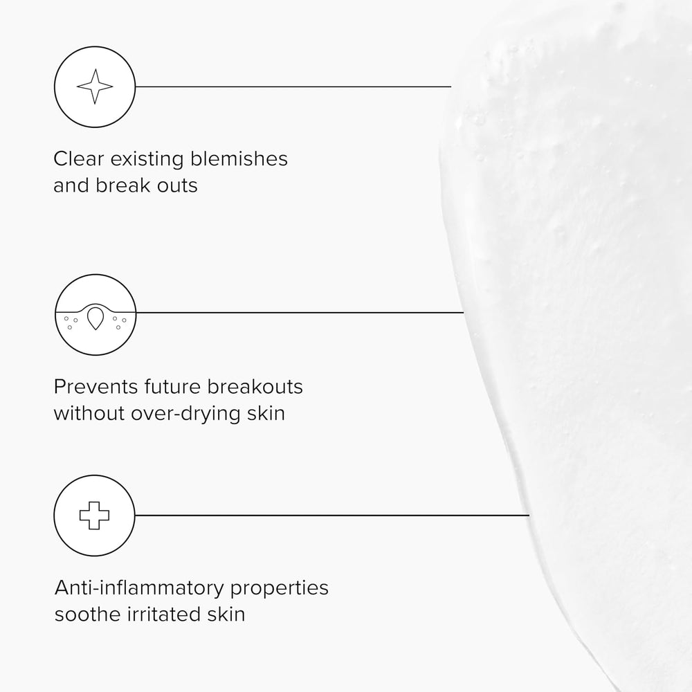 DRMTLGY Nettoyant anti-acné, texture mousse légère pour l’application.