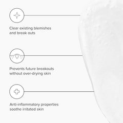 DRMTLGY Nettoyant anti-acné, texture mousse légère pour l’application.