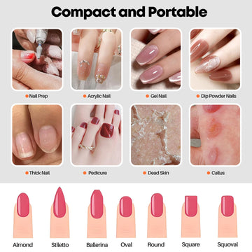 Brocas de uñas Droyek, conjunto de 13 piezas para preparación y modelado de uñas.