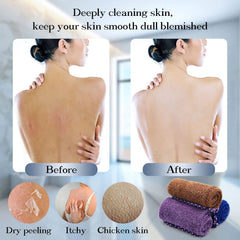 Dr.Pedi esponja de red africana con asas purpuras para alcanzar zonas difíciles con suavidad.