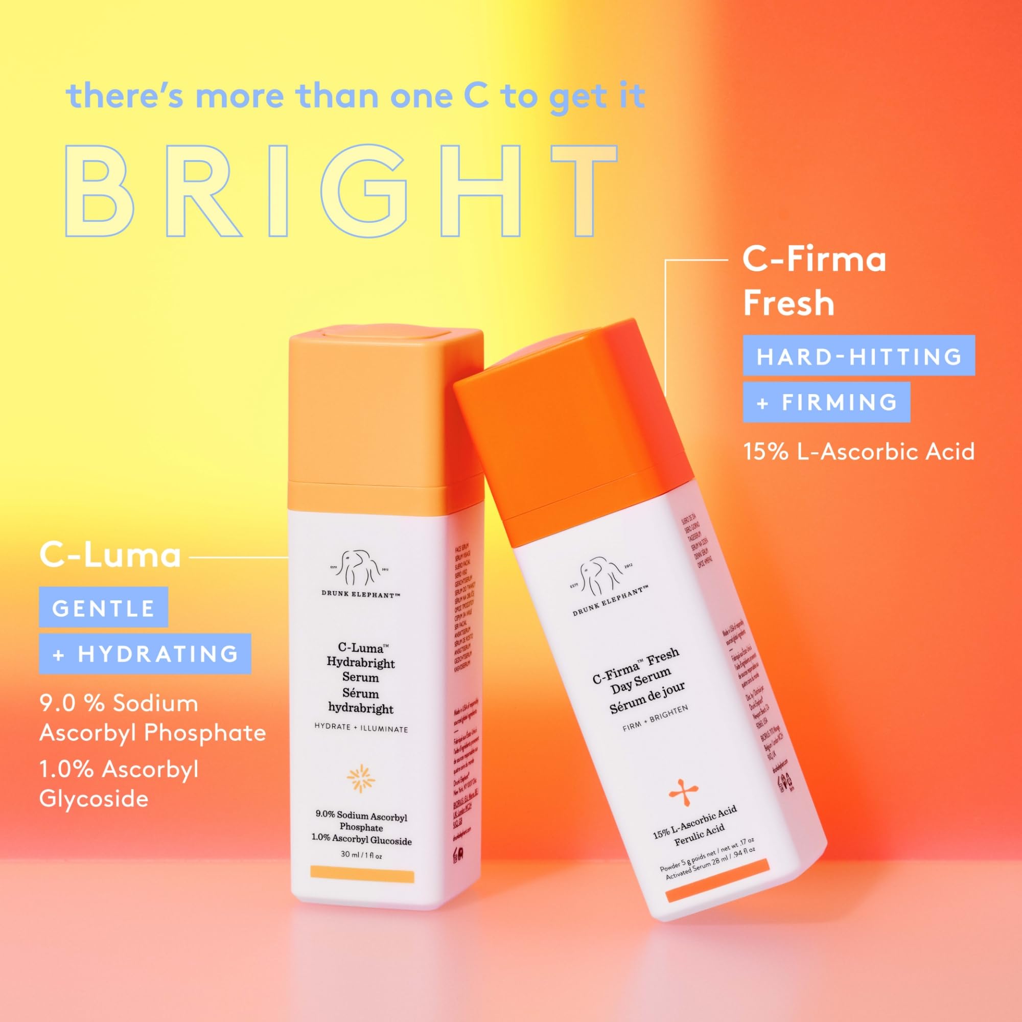 Drunk Elephant C-Firma, empaque limpio y libre de crueldad.