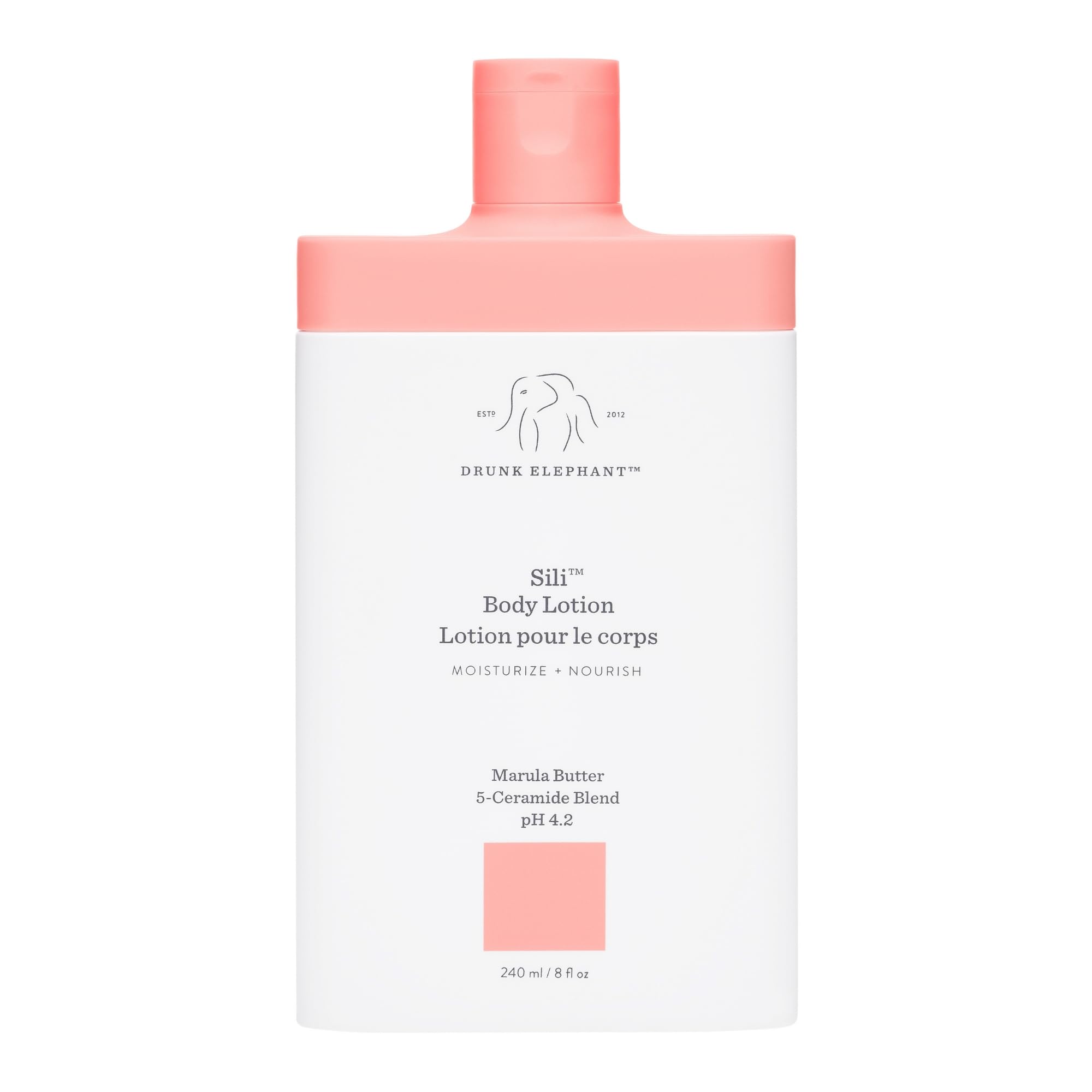 Drunk Elephant Sili Body Lotion flacon élégant offrant une hydratation légère pour peau sèche