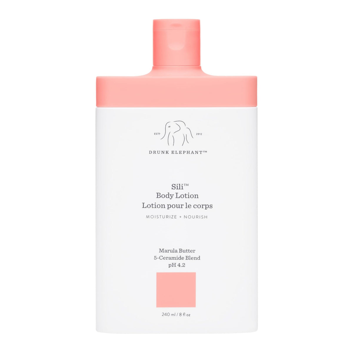 Drunk Elephant Sili Body Lotion flacon élégant offrant une hydratation légère pour peau sèche
