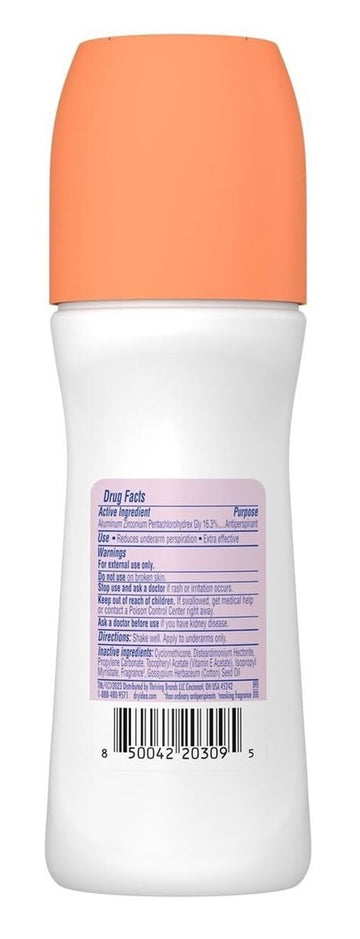 Desodorante Dry Idea roll-on con aluminio zirconio 16.0% para control del sudor.
