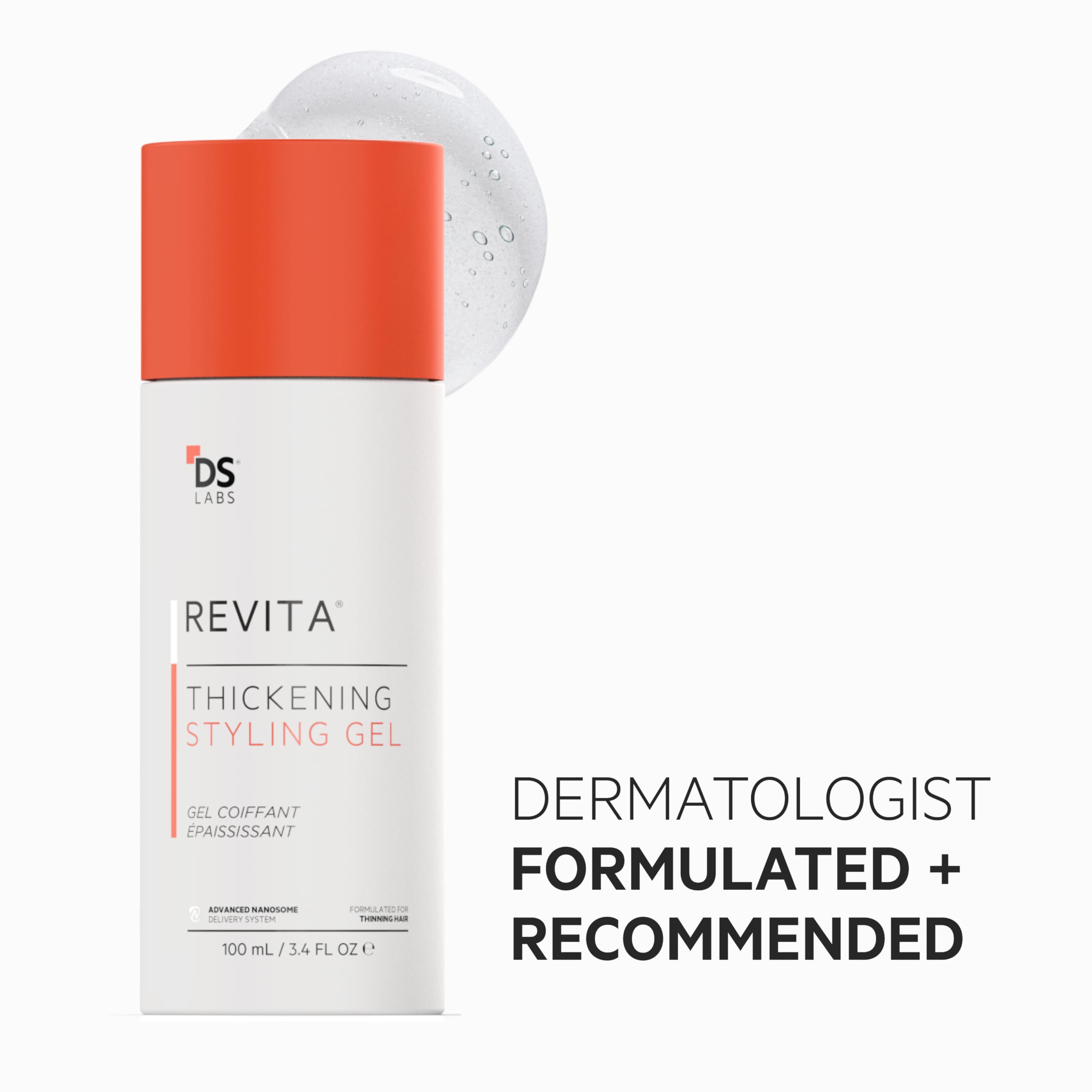 DS Labs Revita Gel: tecnología nanosoma para distribución uniforme de ingredientes.