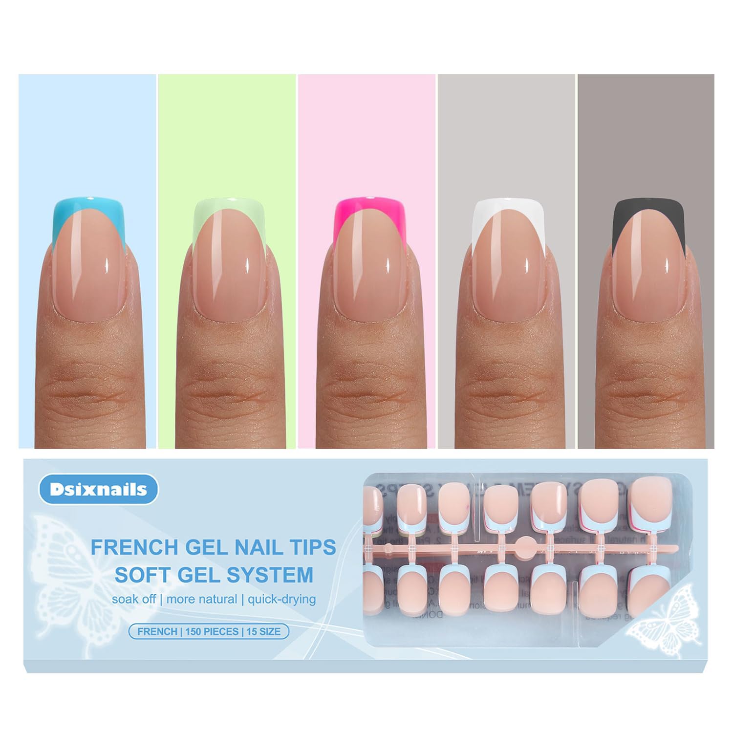 Dsixnails uñas francesas cortas para manicura rápida